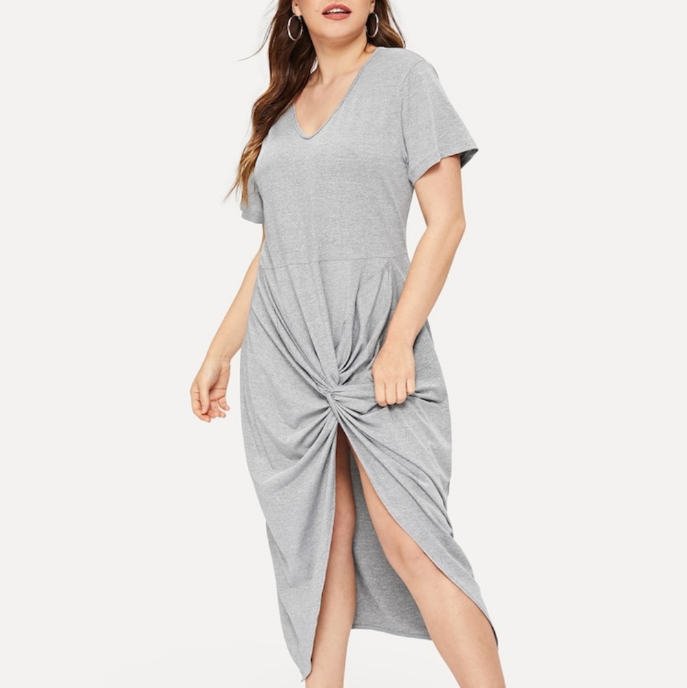 Grey V neck dress